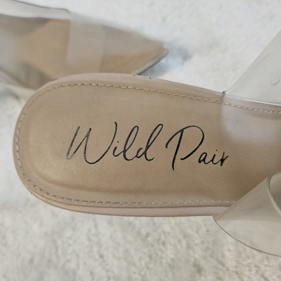 Wild Pair Transparent Slingback Heels Size 9 Neutral Contemporary Office - Picture 4 of 7